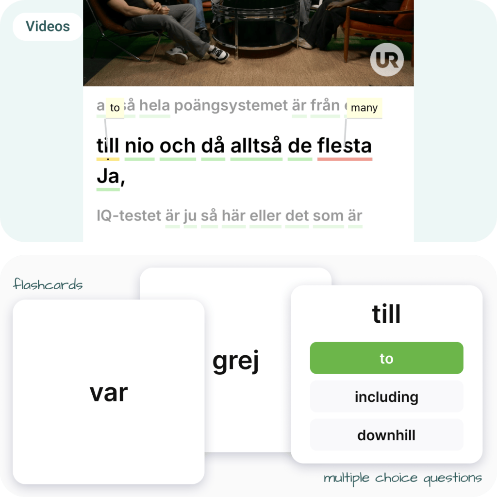 Bild från innehåll på UR och digitalt språkundervisningsmaterial.